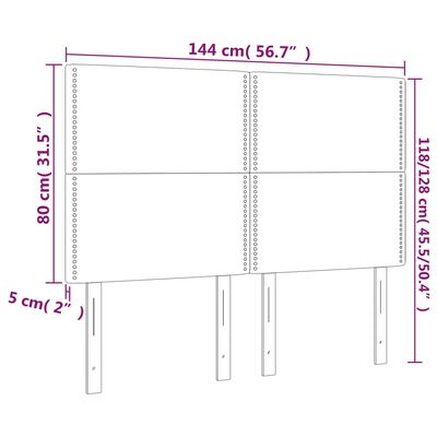 vidaXL Tête de lit à LED Gris clair 144x5x118/128 cm Velours