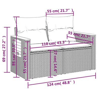 vidaXL Salon de jardin avec coussins 7 pcs beige résine tressée