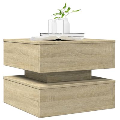 vidaXL Table basse avec lumières LED chêne sonoma 50x50x40 cm