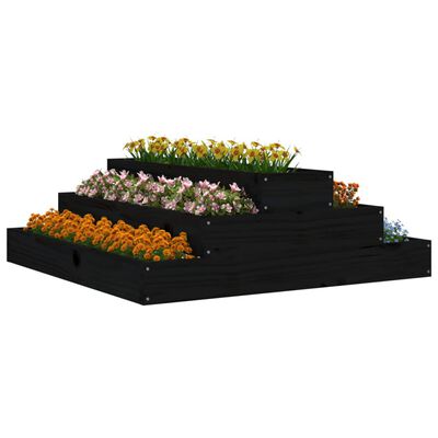 vidaXL Jardinière Noir 80x80x27 cm Bois massif de pin