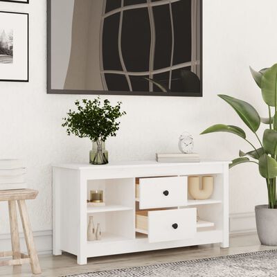 vidaXL Meuble TV Blanc 103x36,5x52 cm Bois de pin massif