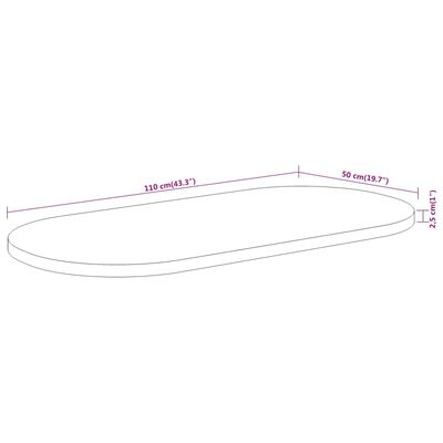 vidaXL Dessus de table 110x50x2,5 cm ovale bois massif d'acacia