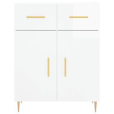 vidaXL Buffet haut Blanc brillant 69,5x34x180 cm Bois d'ingénierie