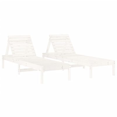 vidaXL Chaises longues lot de 2 blanc 199,5x60x74cm bois massif de pin