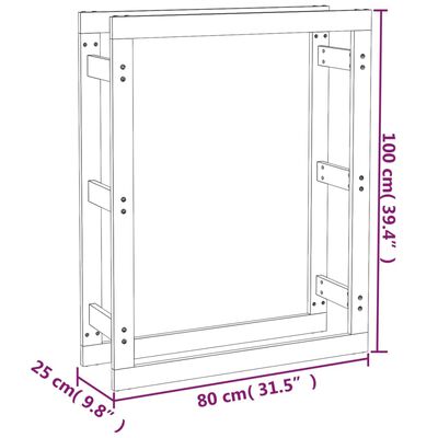 vidaXL Support pour bois de chauffage 80x25x100 cm Bois de pin massif