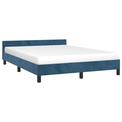 vidaXL Cadre de lit sans matelas bleu foncé 140x190 cm velours