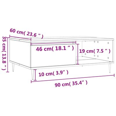 vidaXL Table basse sonoma gris 90x60x35 cm bois d'ingénierie