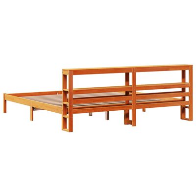 vidaXL Cadre de lit et tête de lit sans matelas cire marron 200x200 cm