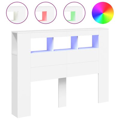 vidaXL Tête de lit à LED blanc 140x18,5x103,5 cm bois d'ingénierie