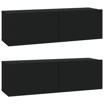 vidaXL Ensemble de meubles TV 4 pcs Noir Bois d'ingénierie