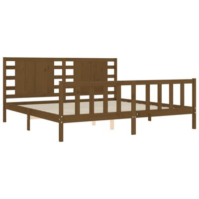 vidaXL Cadre de lit avec tête de lit marron miel 200x200cm bois massif