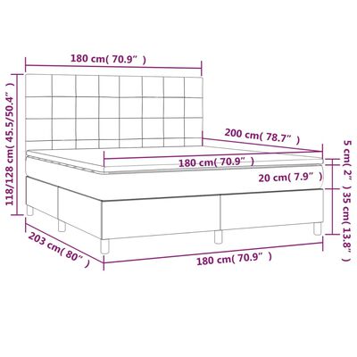 vidaXL Sommier à lattes de lit matelas et LED Noir 180x200 cm Velours