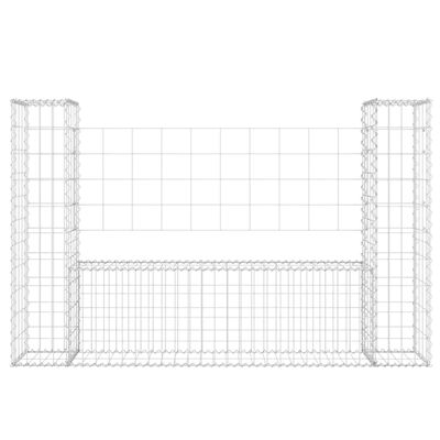 vidaXL Panier de gabion en forme de U avec 2 poteaux Fer 140x20x100 cm