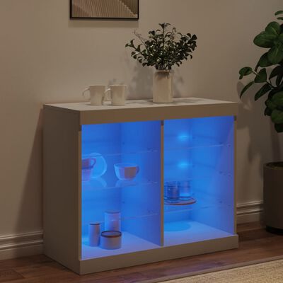 vidaXL Buffet avec lumières LED blanc 81x37x67 cm