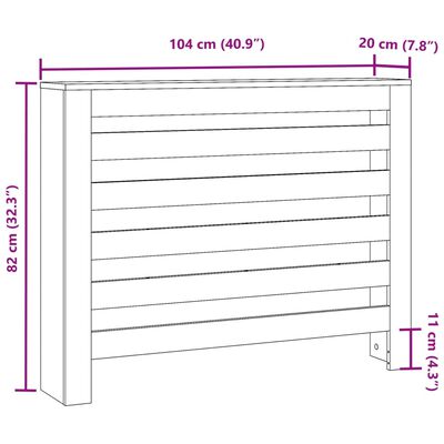 vidaXL Cache-radiateur gris béton 104x20x82 cm bois d'ingénierie