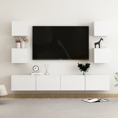 vidaXL Ensemble de meubles TV 6 pcs Blanc brillant Bois d'ingénierie