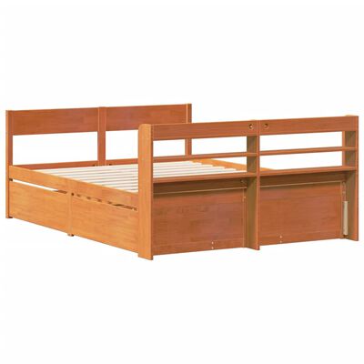 vidaXL Cadre de lit sans matelas cire marron 140x190cm bois pin massif