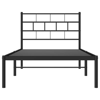 vidaXL Cadre de lit métal sans matelas avec tête de lit noir 80x200 cm