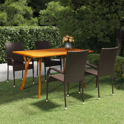 vidaXL Ensemble de salle à manger de jardin 5 pcs Marron