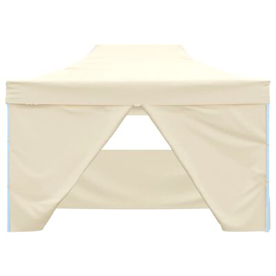 vidaXL Tente pliable avec 4 parois latéraux 3 x 4,5 m Blanc crème