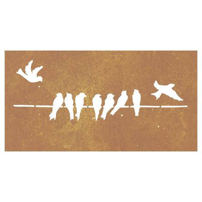 vidaXL Décoration murale jardin 105x55 cm acier corten design d'oiseau