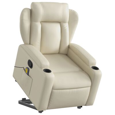 vidaXL Fauteuil inclinable de massage Crème Similicuir