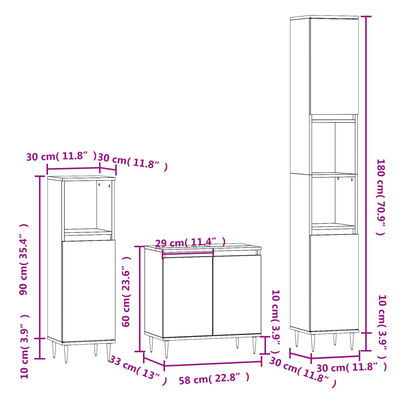 vidaXL Ensemble de meubles de salle de bain 3 pcs Chêne marron