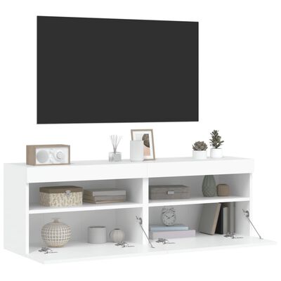 vidaXL Meubles TV muraux avec lumières LED 2 pcs blanc 60x30x40 cm