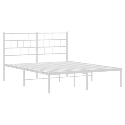 vidaXL Cadre de lit métal sans matelas et tête de lit blanc 135x190 cm