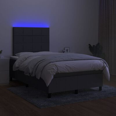 vidaXL Sommier à lattes de lit et matelas et LED Gris foncé 120x200 cm