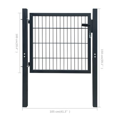 vidaXL Portillon Acier Anthracite 105x150 cm