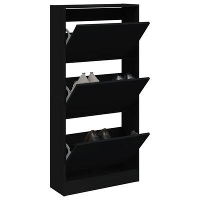 vidaXL Armoire à chaussures noir 60x21x125,5 cm bois d'ingénierie