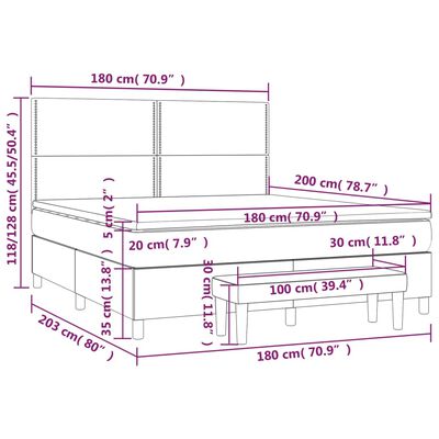 vidaXL Sommier à lattes de lit avec matelas Gris clair 180x200cm Tissu