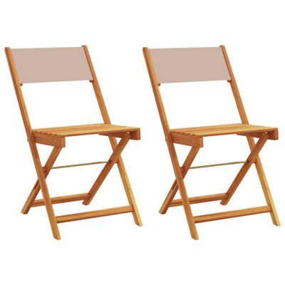 vidaXL Chaises de bistrot lot de 2 taupe bois d'acacia massif et tissu