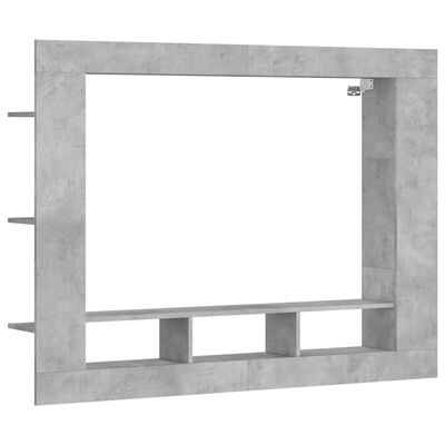 vidaXL Meuble TV gris béton 152x22x113 cm bois d'ingénierie