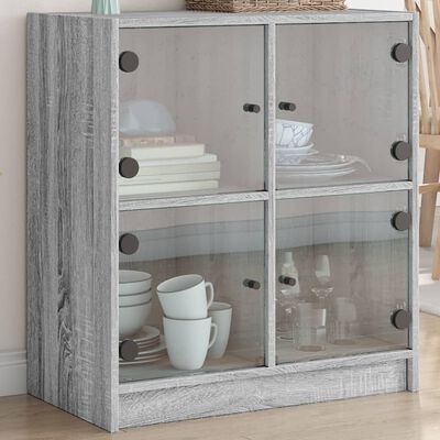 vidaXL Armoire latérale avec portes en verre sonoma gris 68x37x75,5 cm