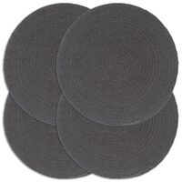 vidaXL Napperons 4 pcs Gris foncé Plain 38 cm Rond Coton