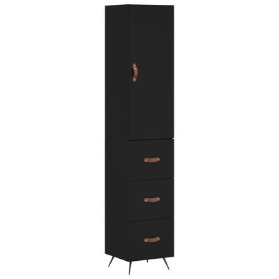 vidaXL Buffet haut Noir 34,5x34x180 cm Bois d'ingénierie