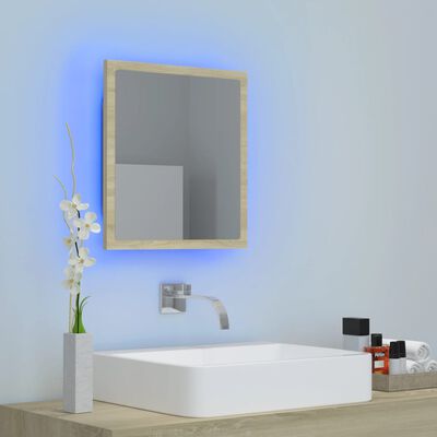 vidaXL Miroir LED de salle de bain Chêne sonoma 40x8,5x37 cm Acrylique