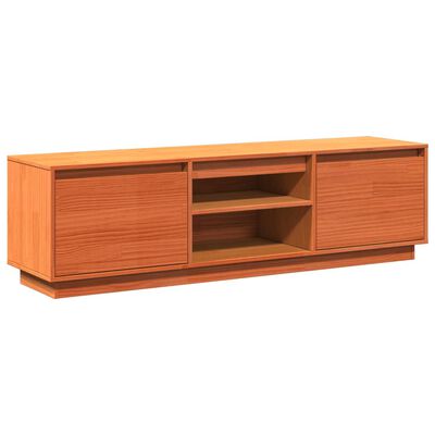 vidaXL Meuble TV cire marron 140x35x40 cm bois pin massif