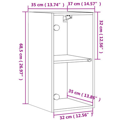 vidaXL Armoire murale avec portes en verre blanc 35x37x68,5 cm