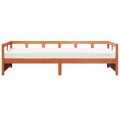 vidaXL Lit de jour avec matelas cire marron 90x190 cm bois pin massif