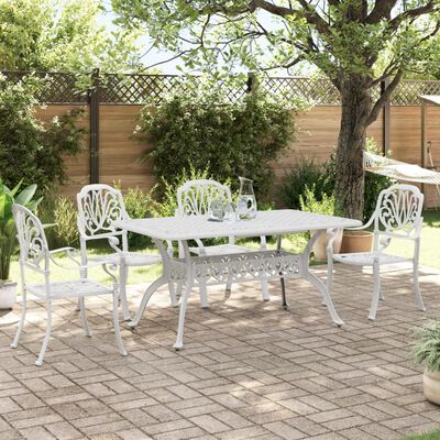 vidaXL Ensemble à manger de jardin 5 pcs blanc aluminium coulé