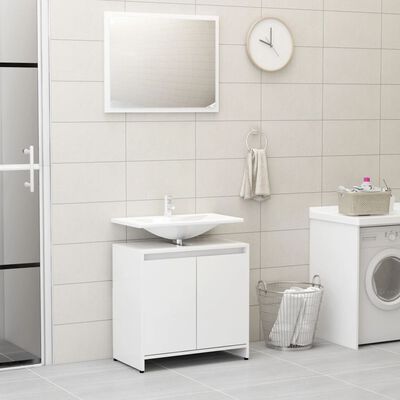 vidaXL Ensemble de meubles de bain 3pcs Blanc brillant Bois ingénierie