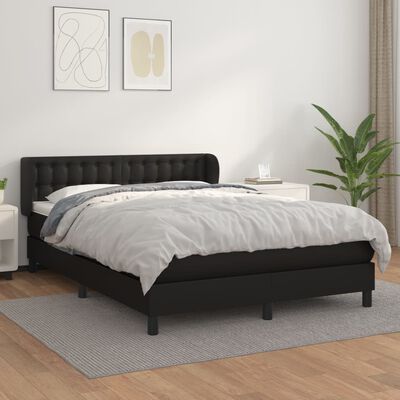 vidaXL Sommier à lattes de lit avec matelas Noir 140x200 cm Similicuir