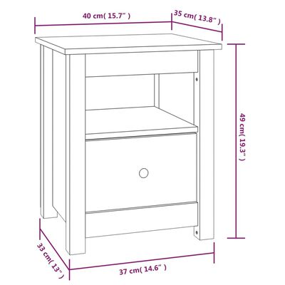 vidaXL Table de chevet Noir 40x35x49 cm Bois de pin massif