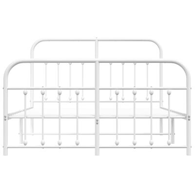 vidaXL Cadre de lit métal sans matelas et pied de lit blanc 135x190 cm