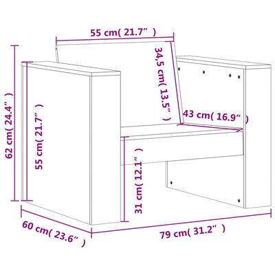 vidaXL Salon de jardin 2 pcs blanc bois de pin massif