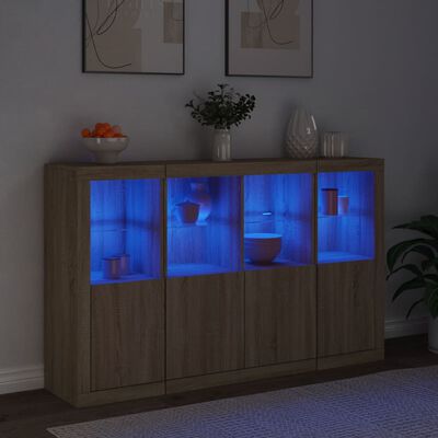 vidaXL Buffets avec lumières LED 3 pcs chêne sonoma bois d'ingénierie