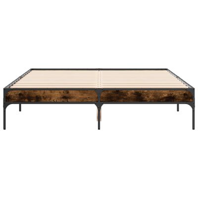 vidaXL Cadre de lit chêne fumé 140x190 cm bois d'ingénierie et métal